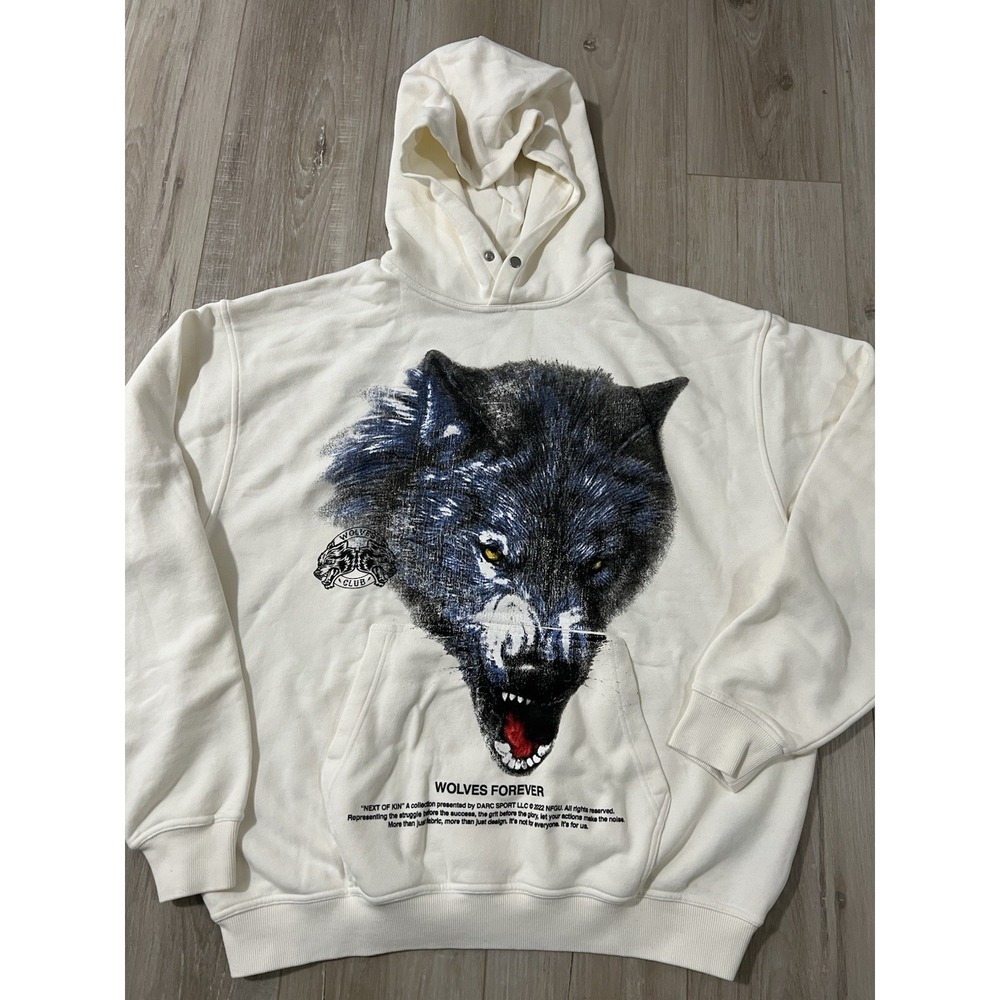 Darc Sport Wolf Club We Are Not The Same Vintage Pierce Hoodie Cream Sz L. - Picture 1 of 8